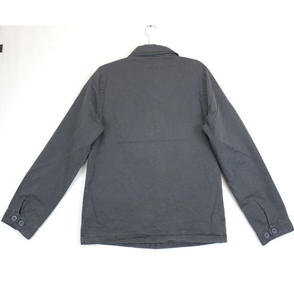 Indigo Star Military Field Jacket Men S Utility Patch Pockets Zip & Button Gray - Picture 2 of 13